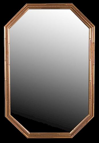 Octagonal Gilded Bamboo Style Mirror