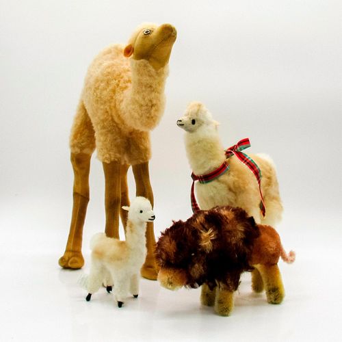 4pc Assorted Stuffed Animals, Camel, Llamas, and Bison