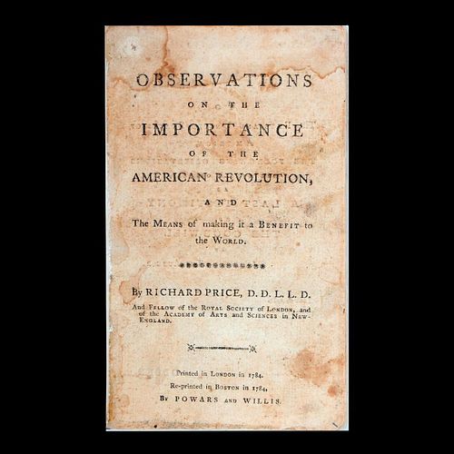 PRICE, RICHARD. OBSERVATIONS ON... THE AMERICAN REVOLUTION.