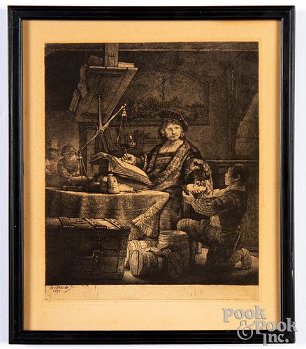 Rembrandt's The Goldweigher etching