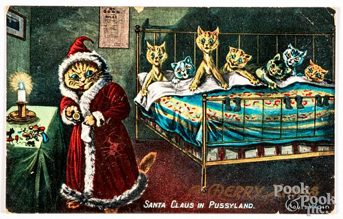 Louis Wain Christmas postcard sold at auction on 17th August