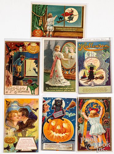 Seven embossed Halloween postcards