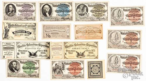 Collection of 13 Columbian Exposition tickets