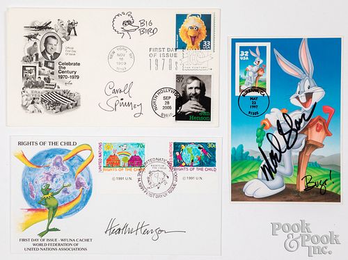 Two signed First Day Covers and a signed stamp