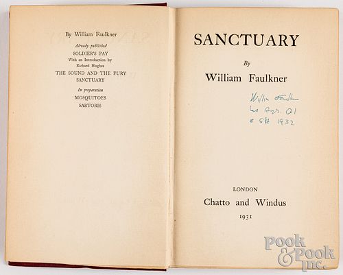 Signed copy of Sanctuary, by William Faulkner