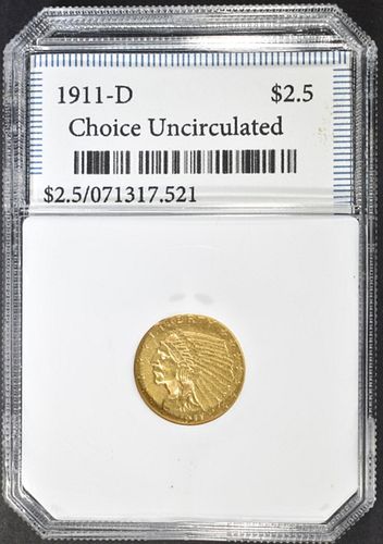 1911-D $2.5 GOLD INDIAN CH BU