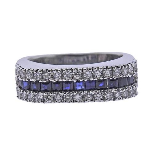 14k Gold Diamond Sapphire Half Band Ring