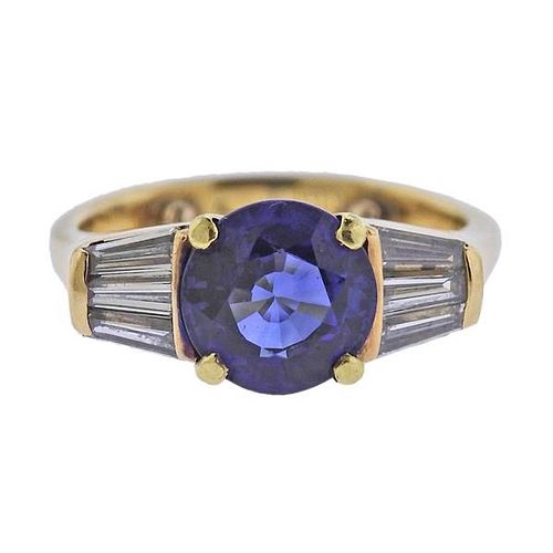 18k Gold 2.43ct Sapphire Diamond Engagement Ring