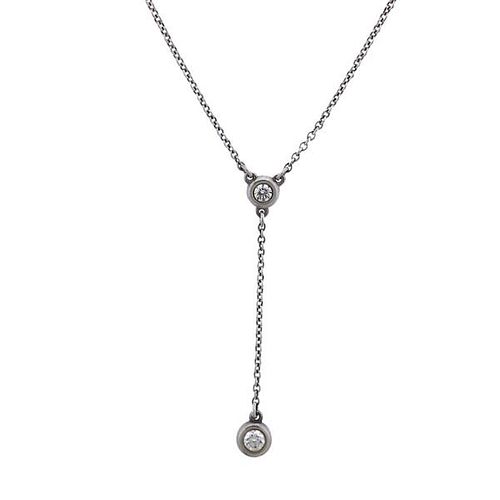 Tiffany &amp; Co Elsa Peretti Diamond By The Yard Silver Necklace