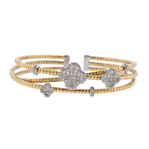 18k Gold Diamond Flower Bracelet