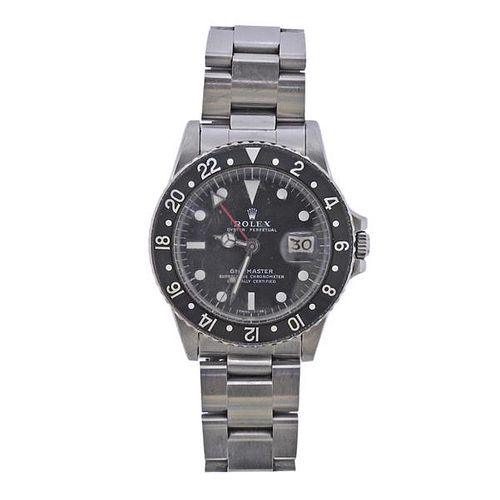 Rolex GMT Master Black Dial Bezel Steel Watch 1675