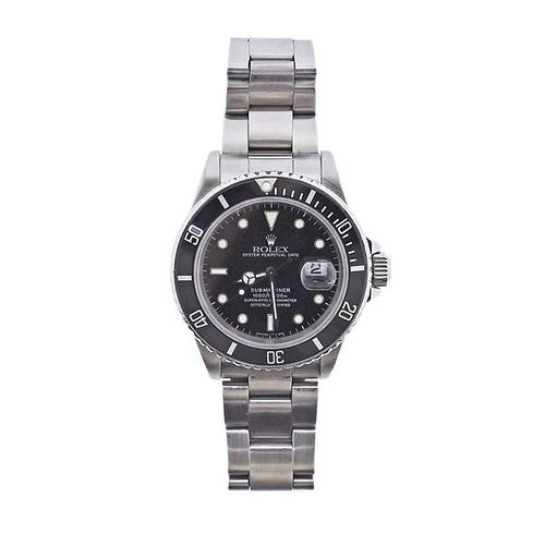 Rolex Submariner Steel Black Dial Bezel Watch 16610