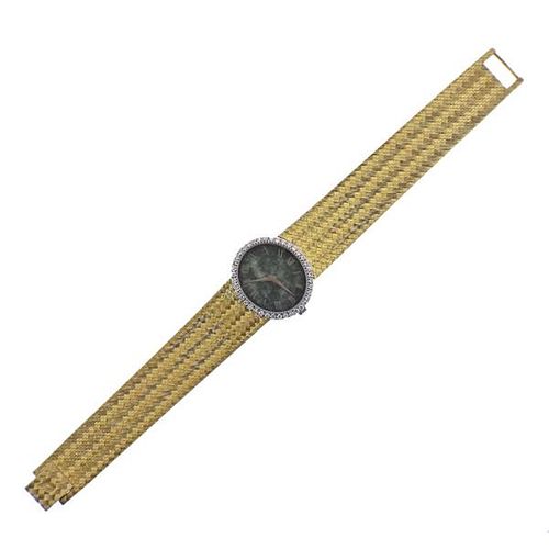 Piaget 18k Gold Jade Dial Diamond Watch 9806B23