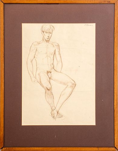 Justin M. O'Brien Figure Study Ink on Paper