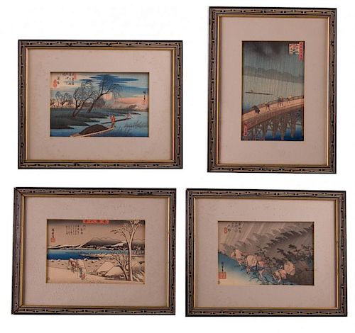 Utagawa Hiroshige Reprints, Four (4)