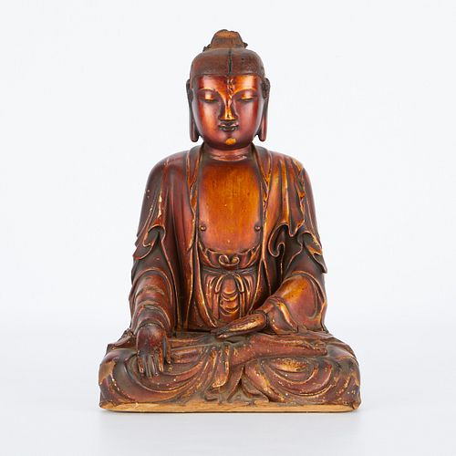 Chinese Qing Dynasty Wooden Seated Buddha