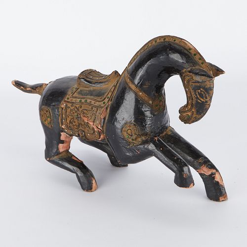 Thai Lacquered and Polychrome Wood Horse