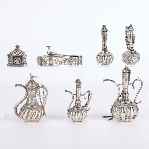 7 Miniature Silver and Sterling Indian Objects