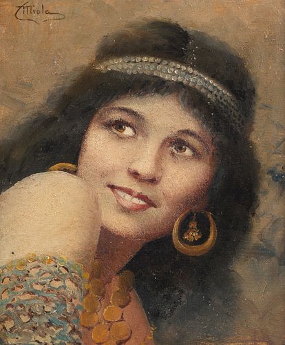 Camillo Miola Portrait of a Woman Oil on Board