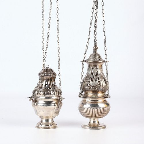 2 19th c. Silver Incense Burners Thuribles