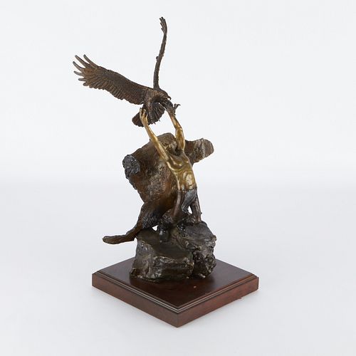 Wally Shoop "Eagle Catcher" Bronze Sculpture