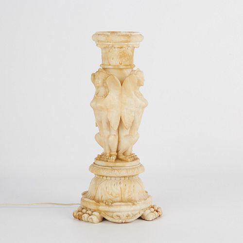 Neoclassical Marble Lamp Base w/ Sphinxes