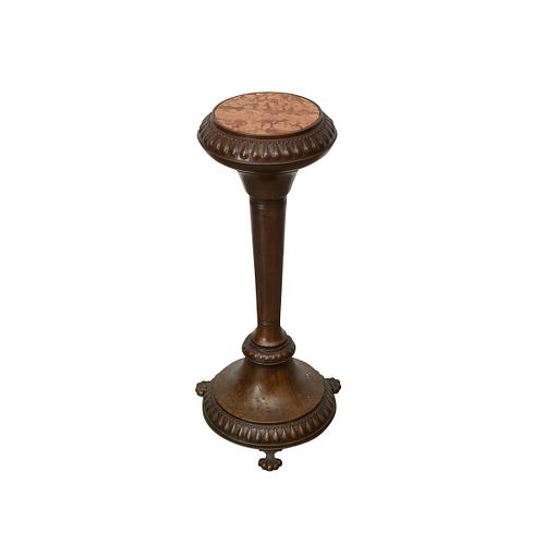 Victorian Bronze Stand w/ Marble Inlaid Top