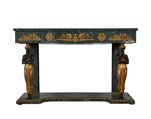 Egyptian Revival Style Malachite Console Table
