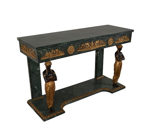 Egyptian Revival Style Green Marble Console Table