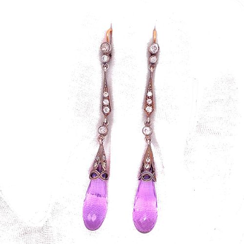 Silver and Gold Amethyst Briolette Long Earrings