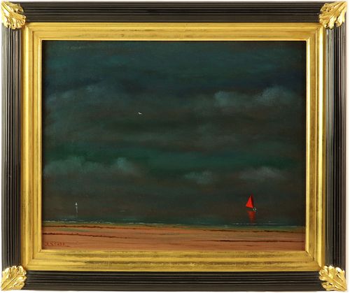 Robert Stark Jr. Oil On Canvas "Red Sail Just Offshore"
