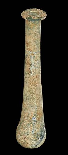 Ancient Roman Glass Unguentarium, of long tapered form, H.- 6 in., Dia.- 1 1/4 in.
