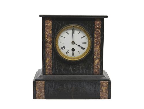19th century French Marble mantle clock The rectangular form marble mantle clock retains a circular movement the dial with a single winding hole. The 