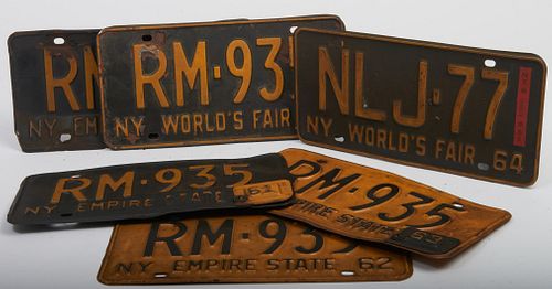 Assorted group of vintage License plates Misc assorted group of New York vintage License plates, 1960, 61, 62, 63, 64, including but not exclusive of 