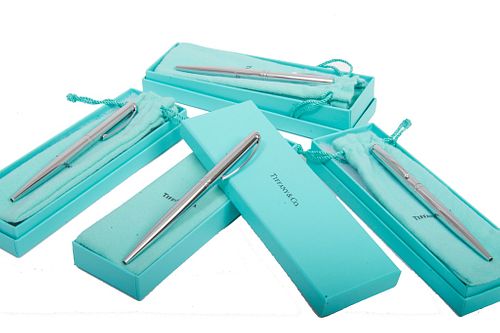 Tiffany & Co sterling silver pen lot Lot of four genuine Tiffany & Co sterling silver pens new in original pouch and boxes. Inscribed "You are preciou
