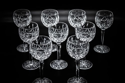 Waterford crystal wine glasses lot of 9 Waterford crystal stemware wine glasses lot of 9, Lismore pattern
Approx 7 1/2" h