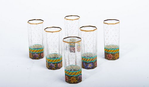 Mackenzie Childs juice glasses Lot of six Mackenzie Childs juice glasses, created by Victoria MacKenzie Childs while she still owned the company and t