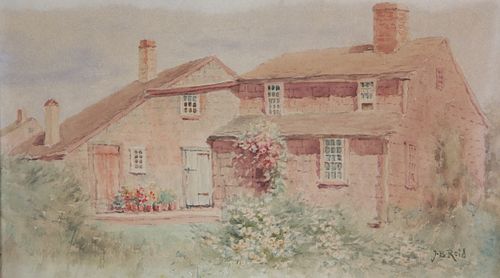 Jane Brewster Reid Watercolor View of Nantucket Cottages