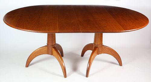 Signed Stephen Swift Cherry Oval Double Pedestal Dining Table, circa 1998