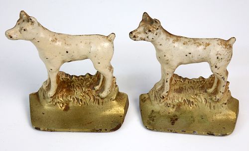 Pair of Cast Iron Painted Hound Bookends