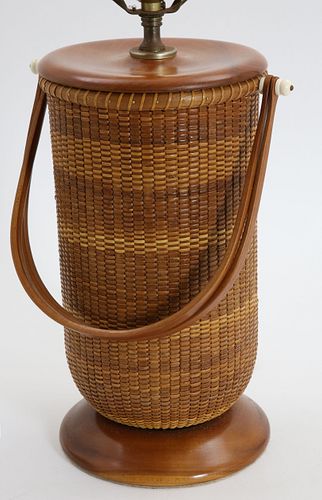 Nantucket Woven Basket Lamp, Contemporary