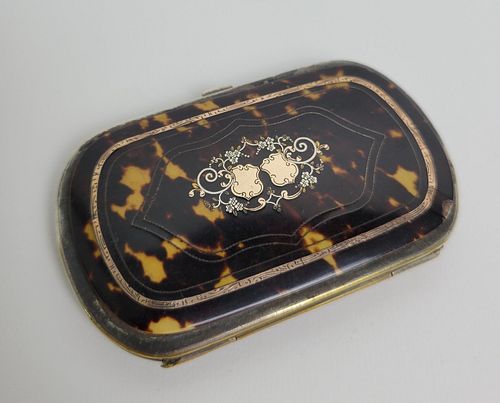 Fine English Gold & Silver Mounted Antique Tortoiseshell Coin Purse, 19th Century