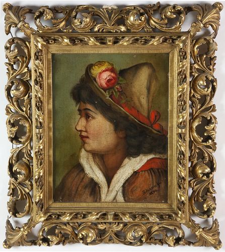 Venetian Oil on Board Portrait of a Young Boy, Signed S. Diaren, 1890