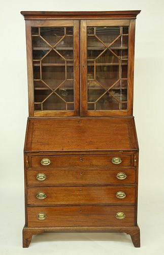 English Mahogany Secretary Bookcase, 19th Century