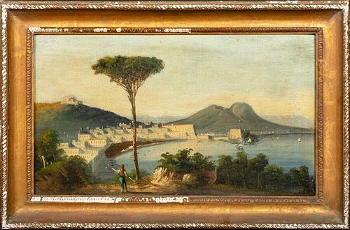 BAY OF NAPLES LANDSCAPE OIL PAINTING