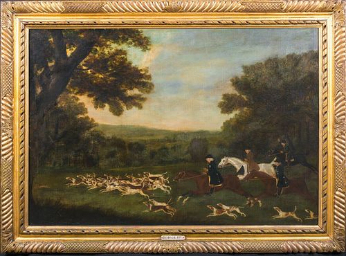 KING GEORGE III AND HUNTING OIL PAINTING