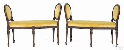 Pair of George III mahogany window seats, late 18th c., 30 1/2'' h., 37 1/4'' w.