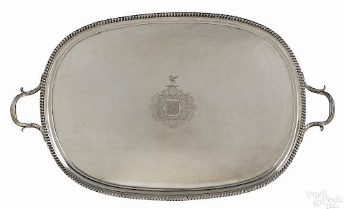 English silver tray, 1809-1810, bearing the touch of William Fountain, with an engraved armorial