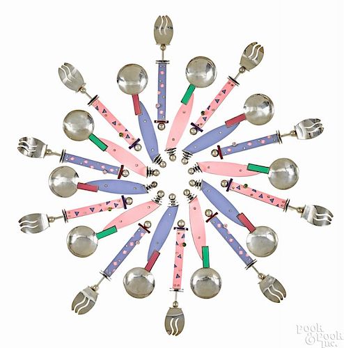 Mardi Jo Cohen sterling silver and Formica flatware, to include ten spoons, 6 1/2'' l.