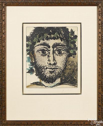 Pablo Picasso (Spanish/French 1881-1973), color aquatint, titled Le Faune, signed lower right
